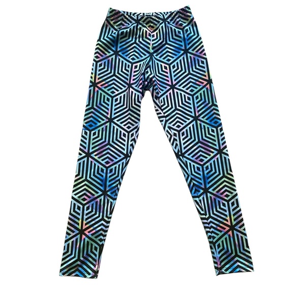 IEDM.com Colorful Holographic Hexagon Sporty Leggings - Picture 1 of 7